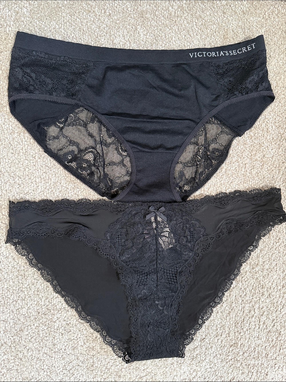 Victoria's Secret Black Lace Bikini & Lace-Trim Brief Set